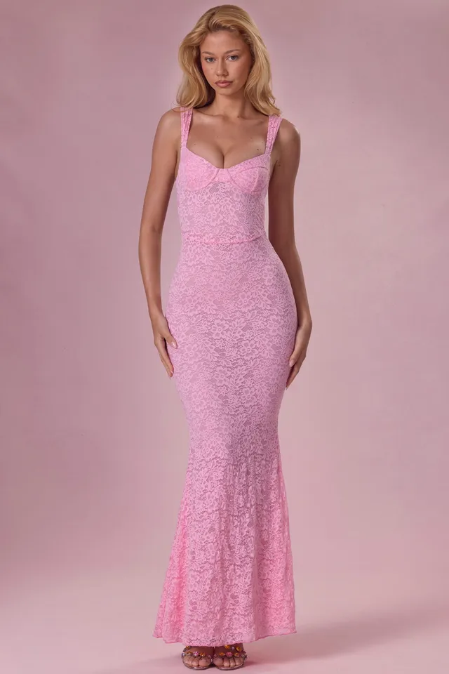 Oh Polly Lillienne robe dentelle rose sirène blush