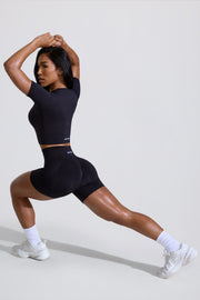 Oh Polly Define Luxe High Waist Mini Shorts short noir taille haute