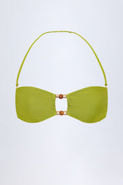 Oh Polly Swim Manava Haut Bikini Bandeau Vert Olive Perles