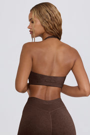 Bo+Tee brassiere sport marron pecan col V chiné