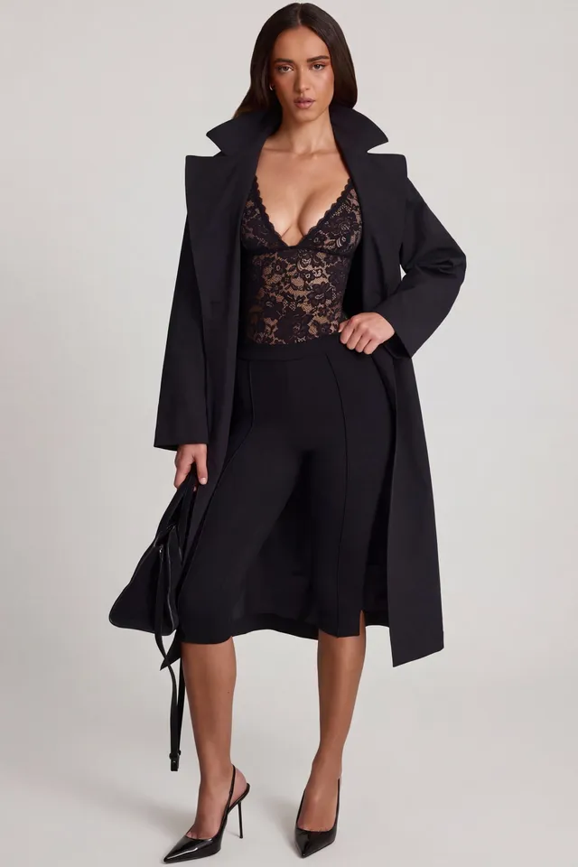 Oh Polly Zayla Body Noir Dentelle Décolleté Plongeant Échancré
