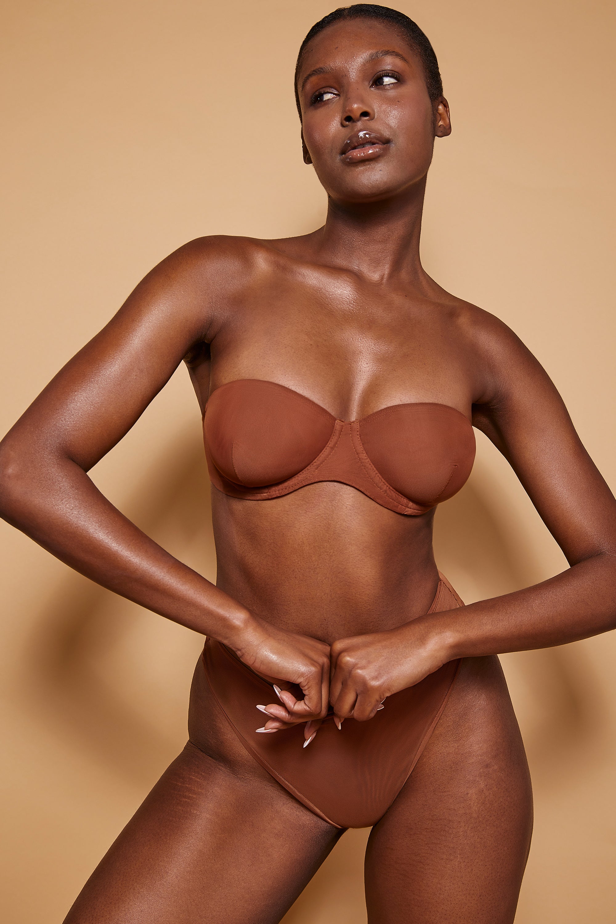 Oh Polly Intimates culotte taille haute chestnut mesh sans couture
