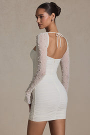 Oh Polly St. Germain mini robe perles blanc neige