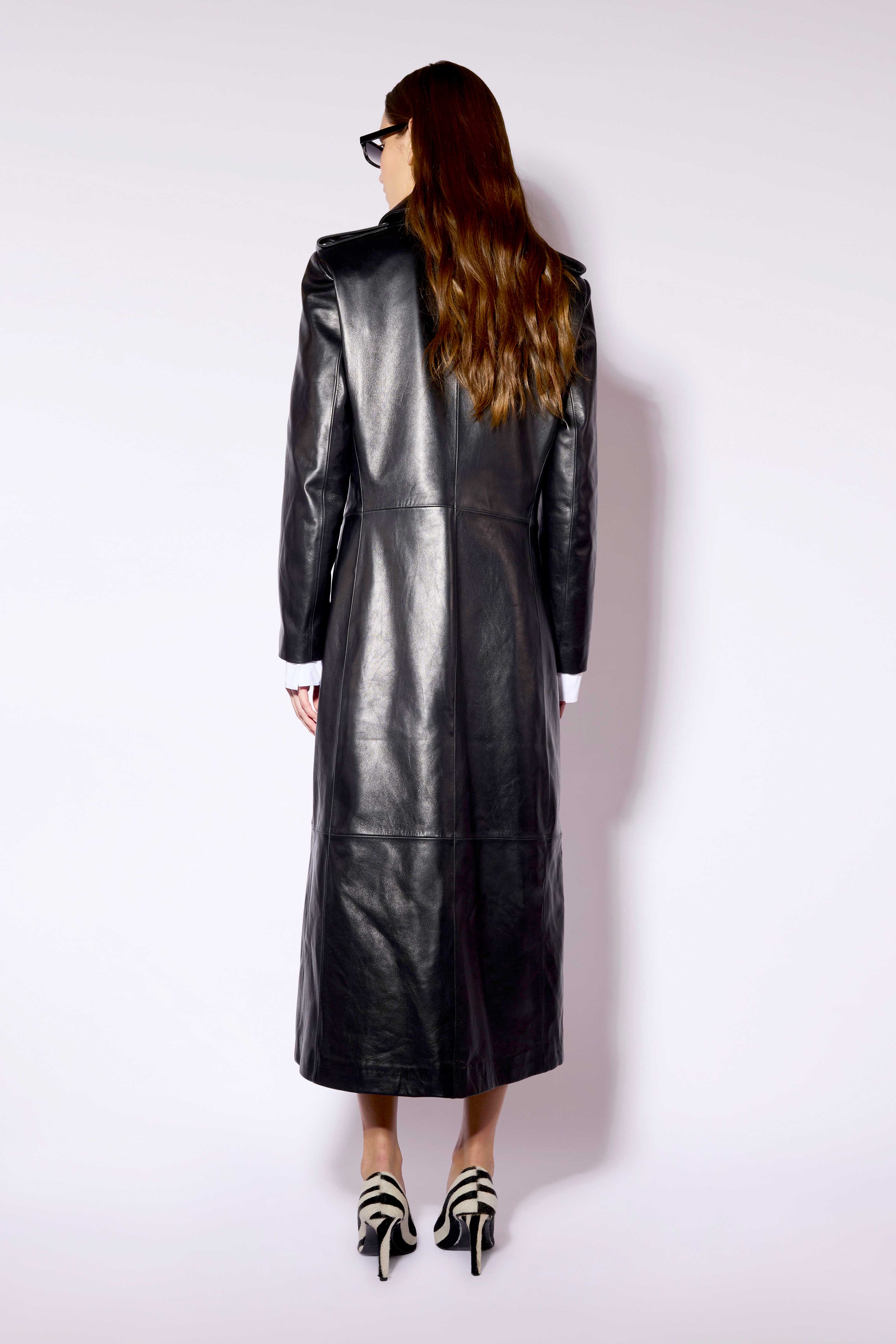 Liviana Conti Wallace F6WX30 manteau cuir noir croisé
