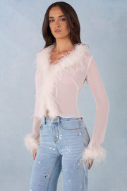 Oh Polly Elisia top plumes ivoire chiffon