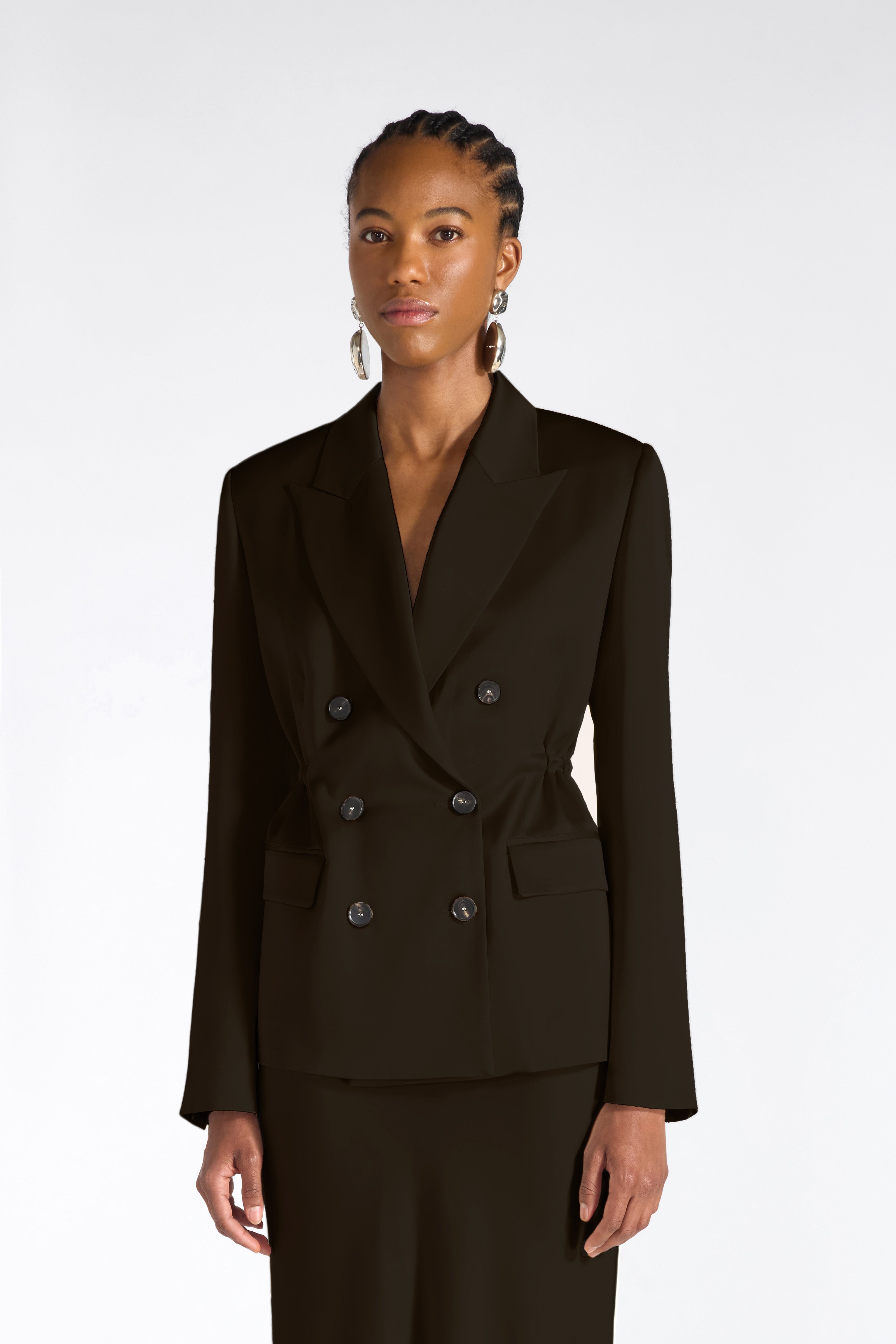 Liviana Conti Farrell blazer satin alabastro double boutonnage