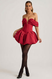 Oh Polly Jessamy robe mini corset rouge épaules dénudées