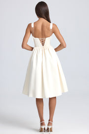 Oh Polly Marguerite Robe Midaxi Ivoire Satin Lacée
