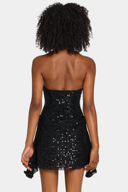 Oh Polly Embellished Ethelie robe mini noire sequins