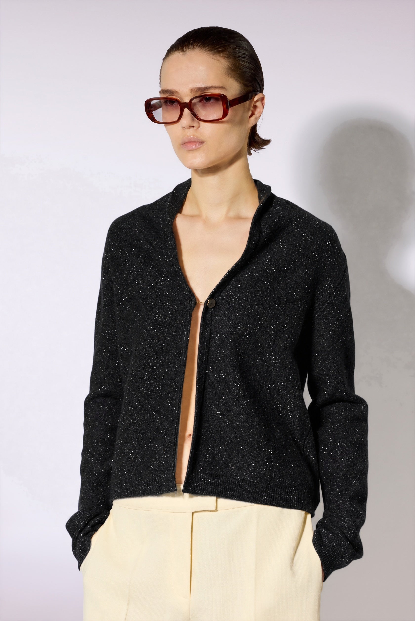 Liviana Conti Joyce L6WG44 cardigan Milk Oro maille