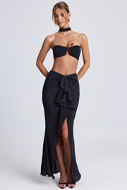 Oh Polly Skirts 9089 maxi jupe noire volants fendue