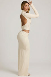 Oh Polly Nadina jupe maxi ivoire modal fendue