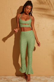 Oh Polly Zuni pantalon dentelle vert taille haute laçage