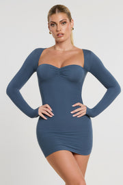 Oh Polly Perrie 7580 robe mini bleu marine manches longues