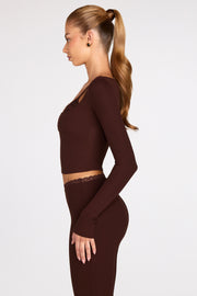 Oh Polly Base Layers Margaux 15823 top manches longues marron dentelle