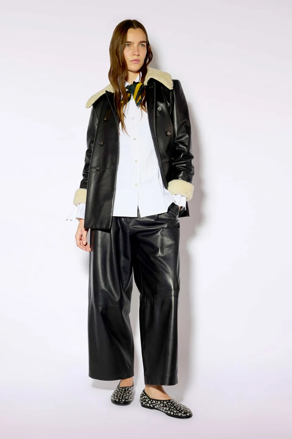 Liviana Conti Zachary veste cuir noir double boutonnage