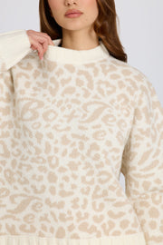 Oh Polly pull oversize jacquard blanc glace BT2380