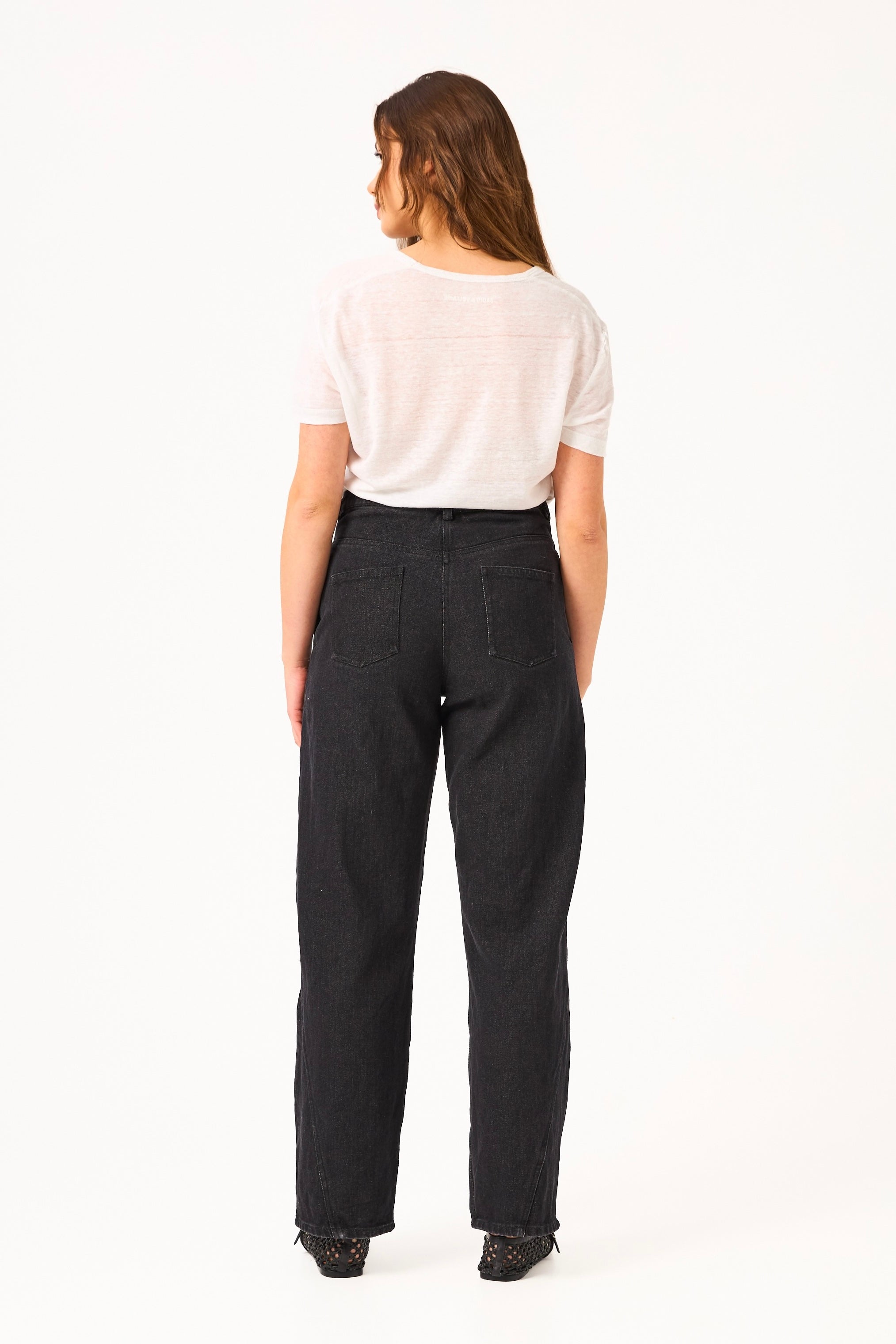 Chicosoleil Hitomi jean wide leg noir coton broderies