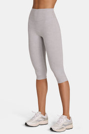 Oh Polly Bo+Tee Soft Active Legging Capri Gris Chiné Taille Haute