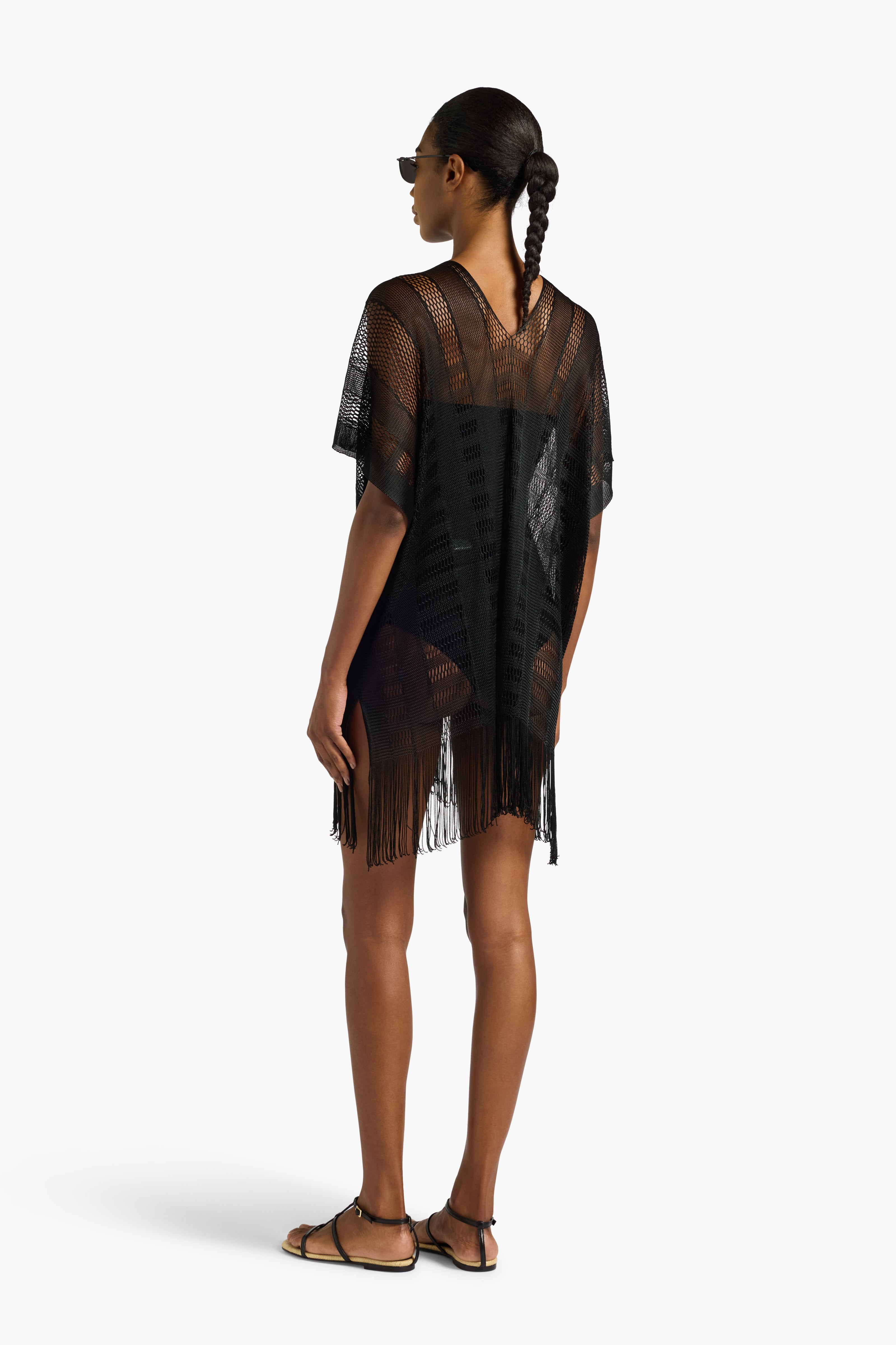 Liviana Conti Zaira poncho noir franges taille unique
