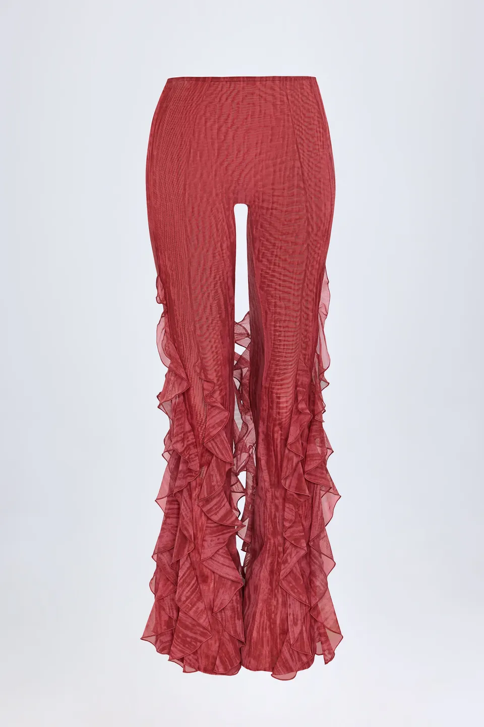 Oh Polly Felicity 13541 pantalon rouge imprimé évasé mesh