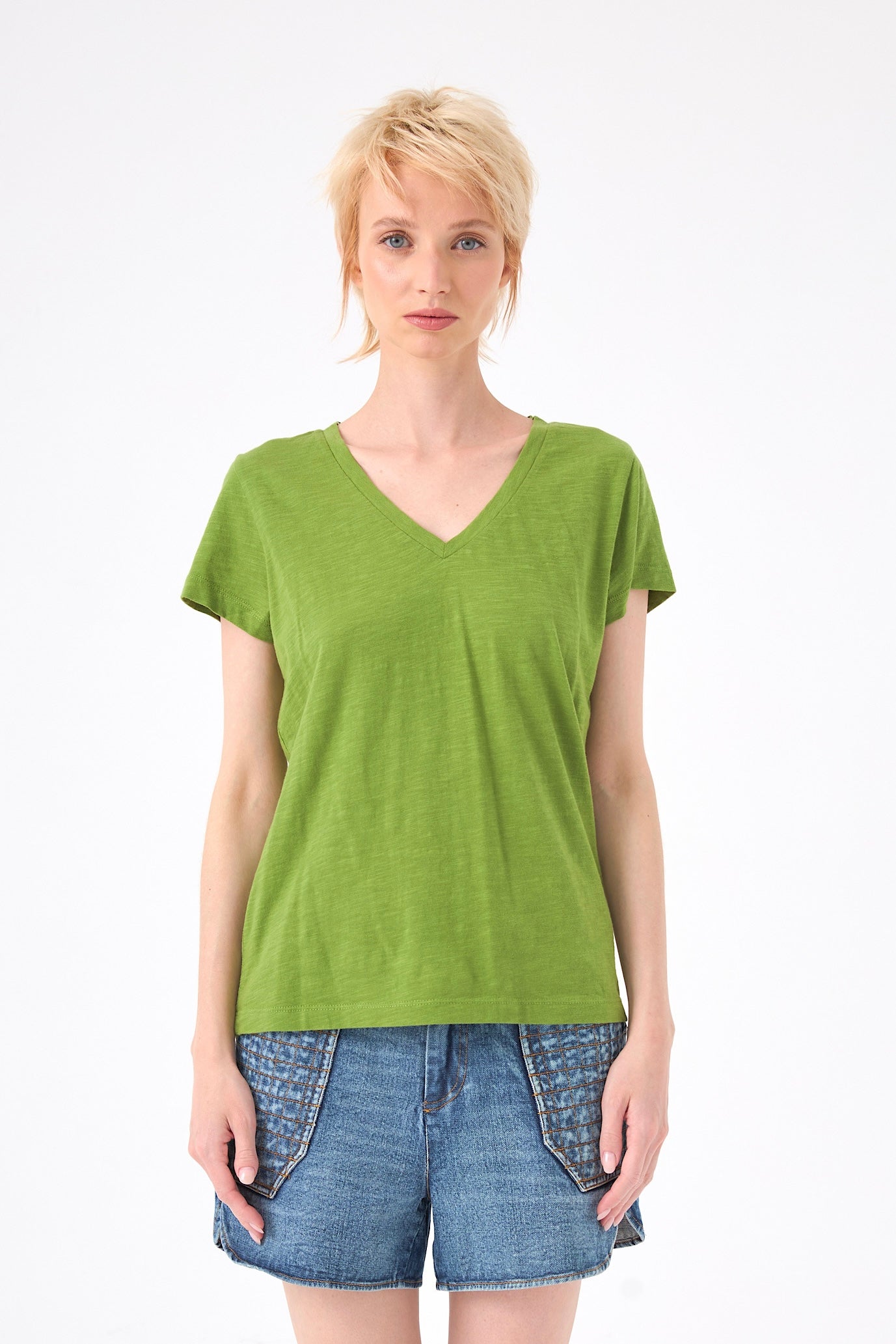 Chicosoleil Roxane tee-shirt col V vert péridot