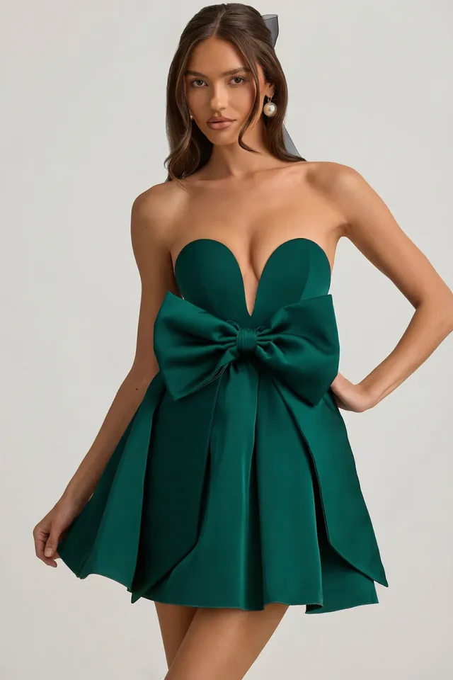 Oh Polly Norina mini robe bustier vert émeraude nœud