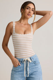 Oh Polly Jolla body rayé rose jaune col carré