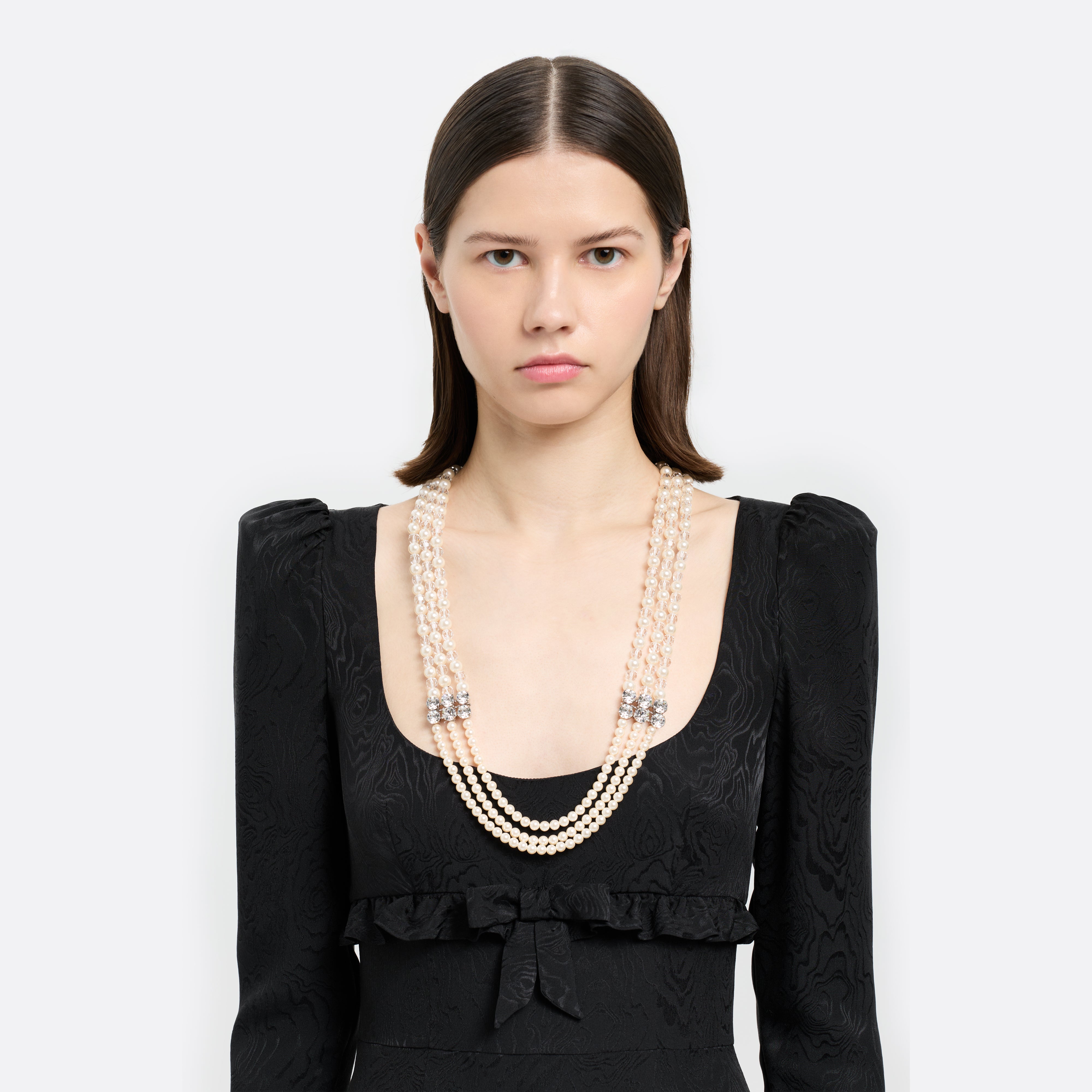 Alessandra Rich Multi-Strand Pearl collier perles cristal OS