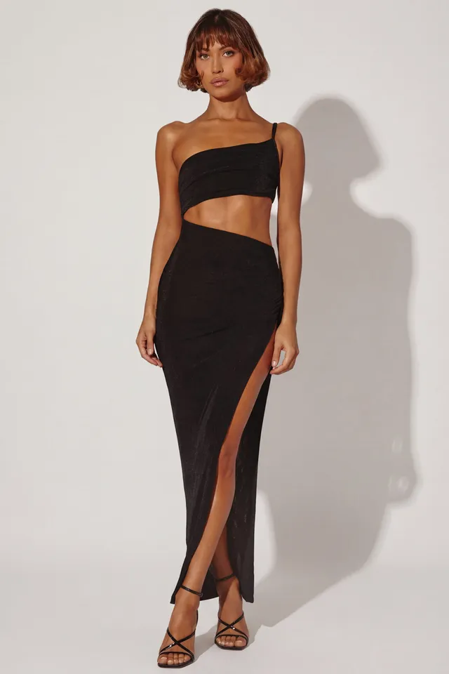 Oh Polly Ishtar 5715 robe longue noire une épaule