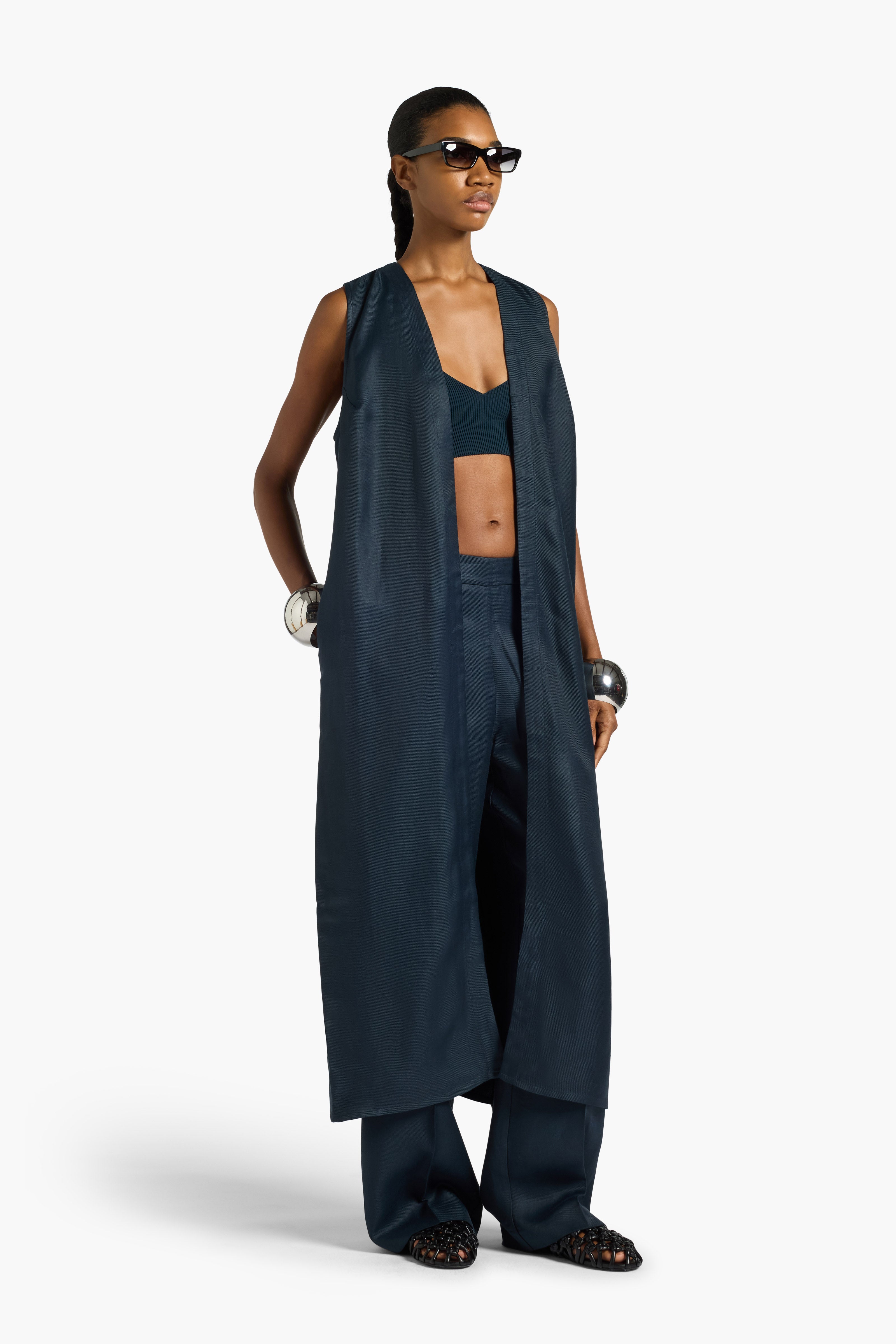 Liviana Conti Ezra gilet long gabardine abisso