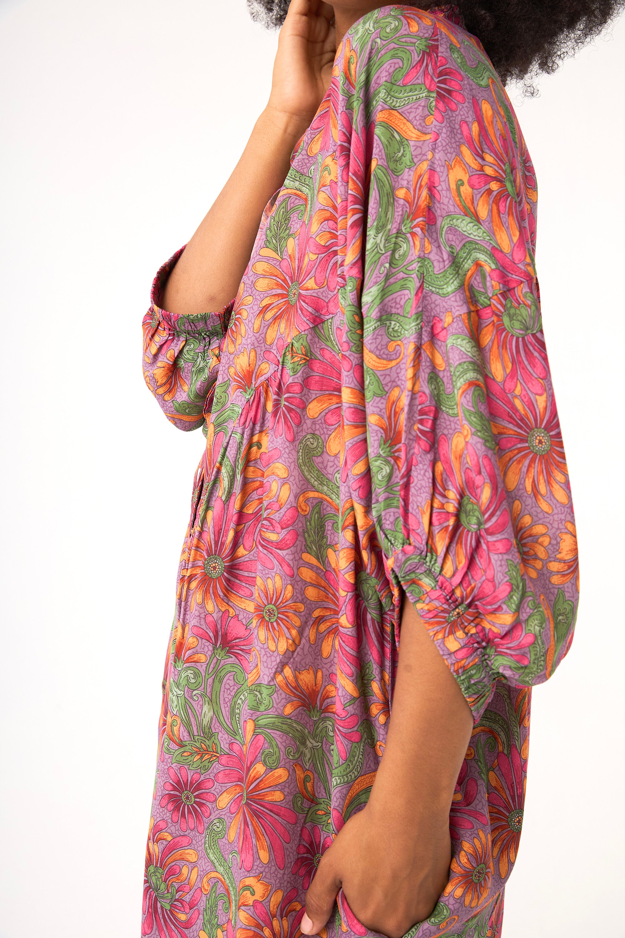 Chicosoleil Agathe robe courte satin viscose fleurie
