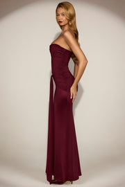 Oh Polly Aisra robe satin rouge vin bustier sirène