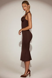 Oh Polly Elyra robe midaxi marron satin bustier
