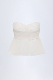 Oh Polly Alma Crop Top Bandeau Blanc Coton Noué