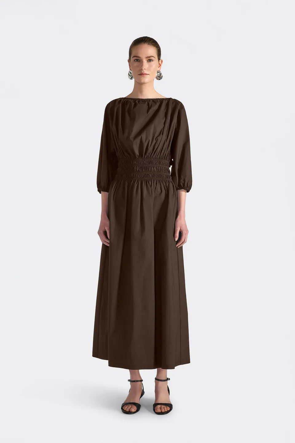 Liviana Conti Nilufar robe longue noire popeline