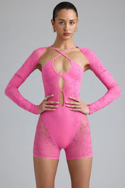 Oh Polly Melody combishort strass rose bonbon dentelle 8172