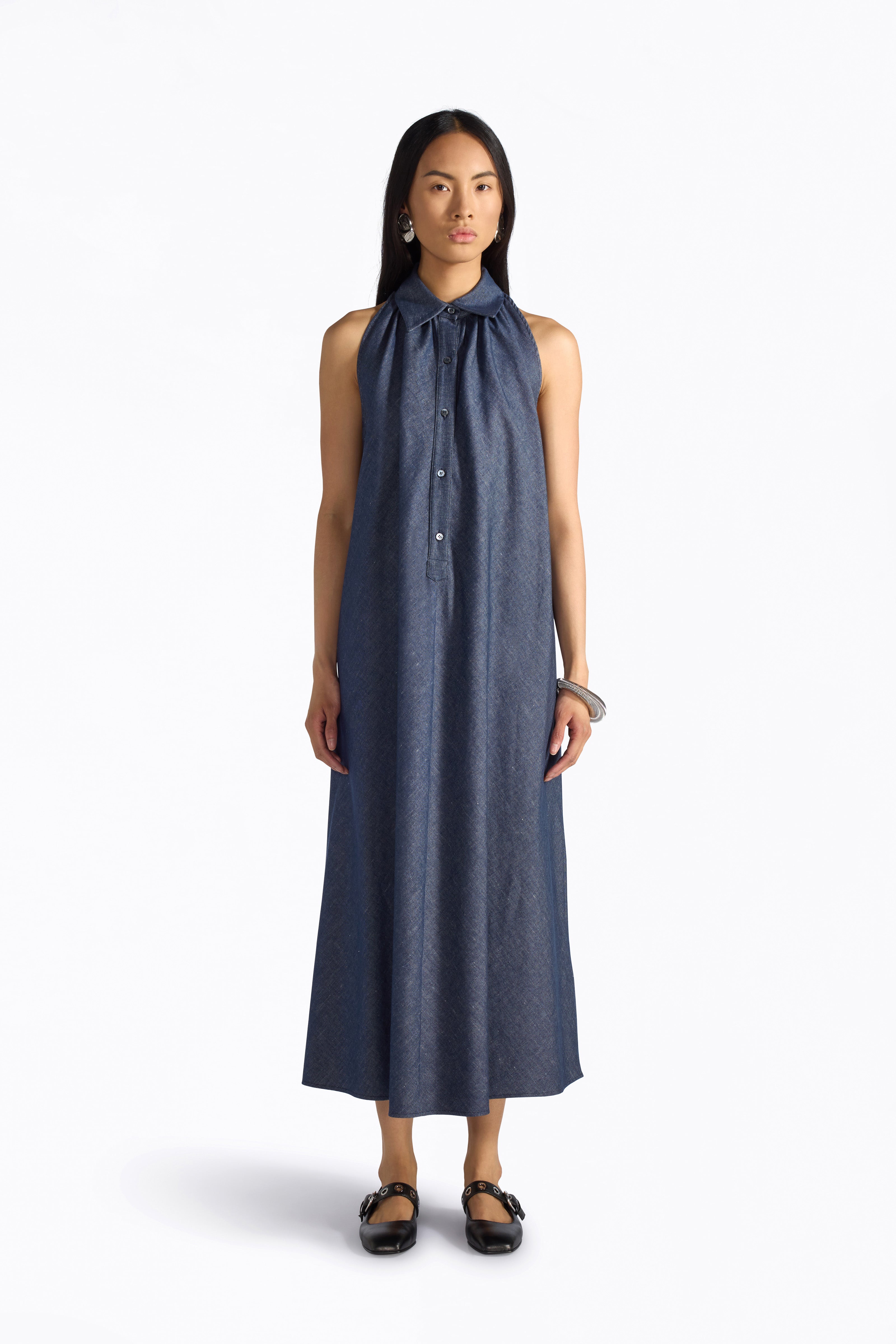 Liviana Conti Joyce robe chemise blue denim