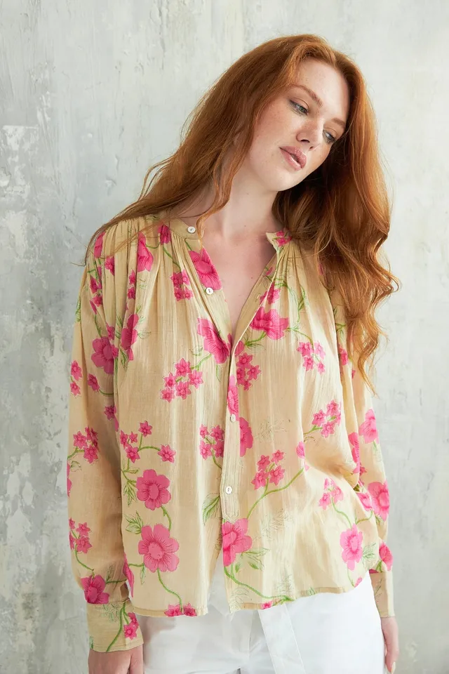 Chicosoleil Meera chemise beige Rose Garden 100% coton
