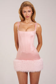 Oh Polly Rixelle Mini Robe rose satin corset col carré