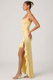 Oh Polly 13141 Robina robe corset jaune sequins