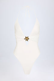 Oh Polly Maillot Une Pièce Blanc Découpé Bijou