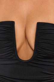 Oh Polly Eevi haut strapless plongeant noir jersey