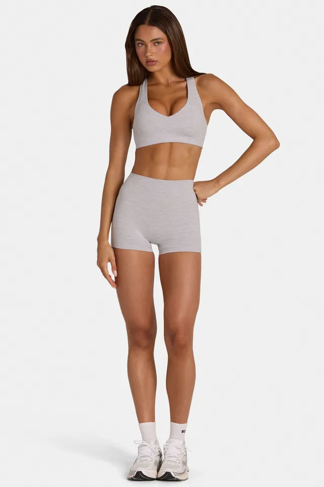Bo+Tee Soft Active Mini Short sport gris chiné sans couture