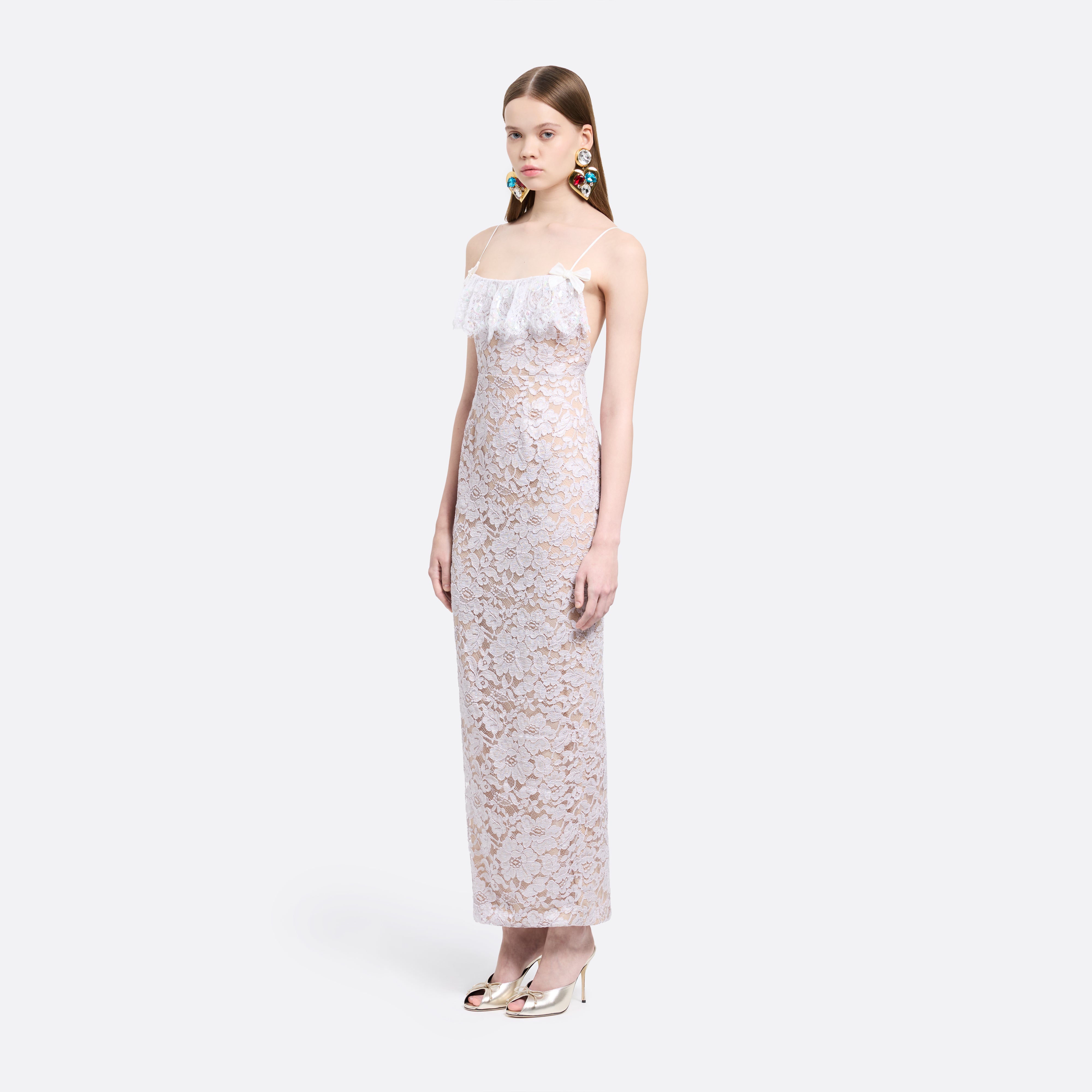 Alessandra Rich Dresses robe dentelle lavande sequins 36-46