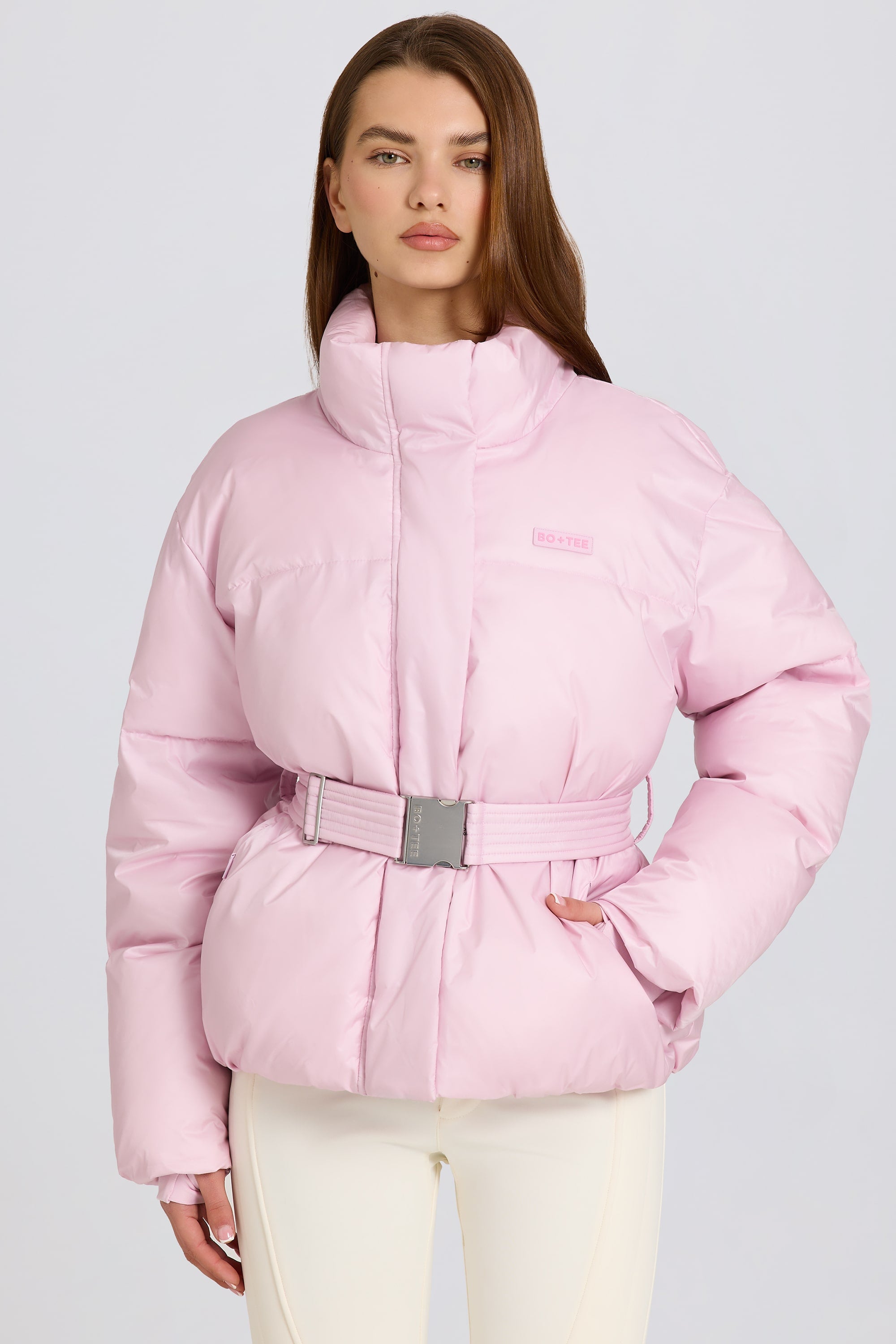 Oh Polly veste ski imperméable ceinturée rose poudre 18k
