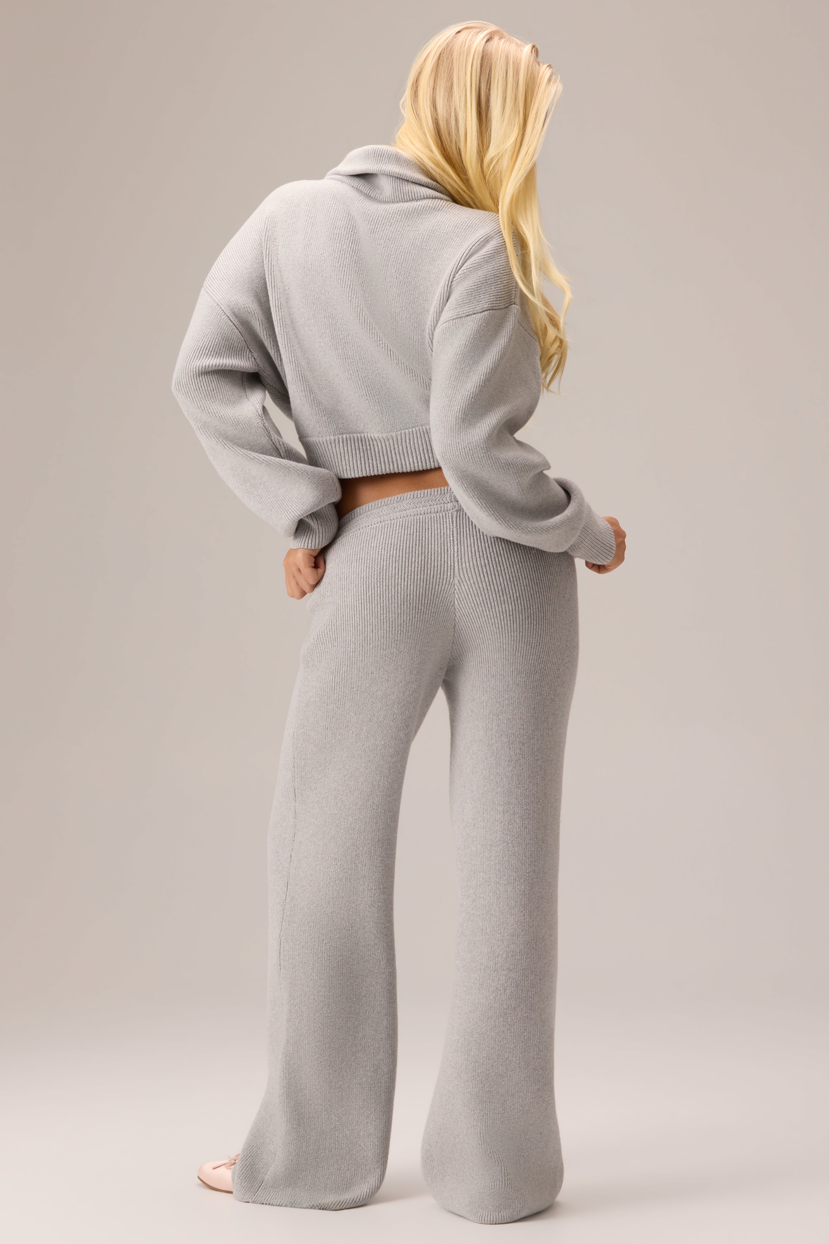 Oh Polly Bo+Tee Sweat zippé Pebble maille côtelée coton