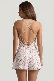 Oh Polly Helaia combishort cerise dos nu fleuri