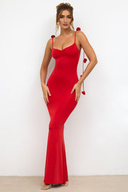 Oh Polly Aldona 8002 robe longue rouge scarlet dos nu