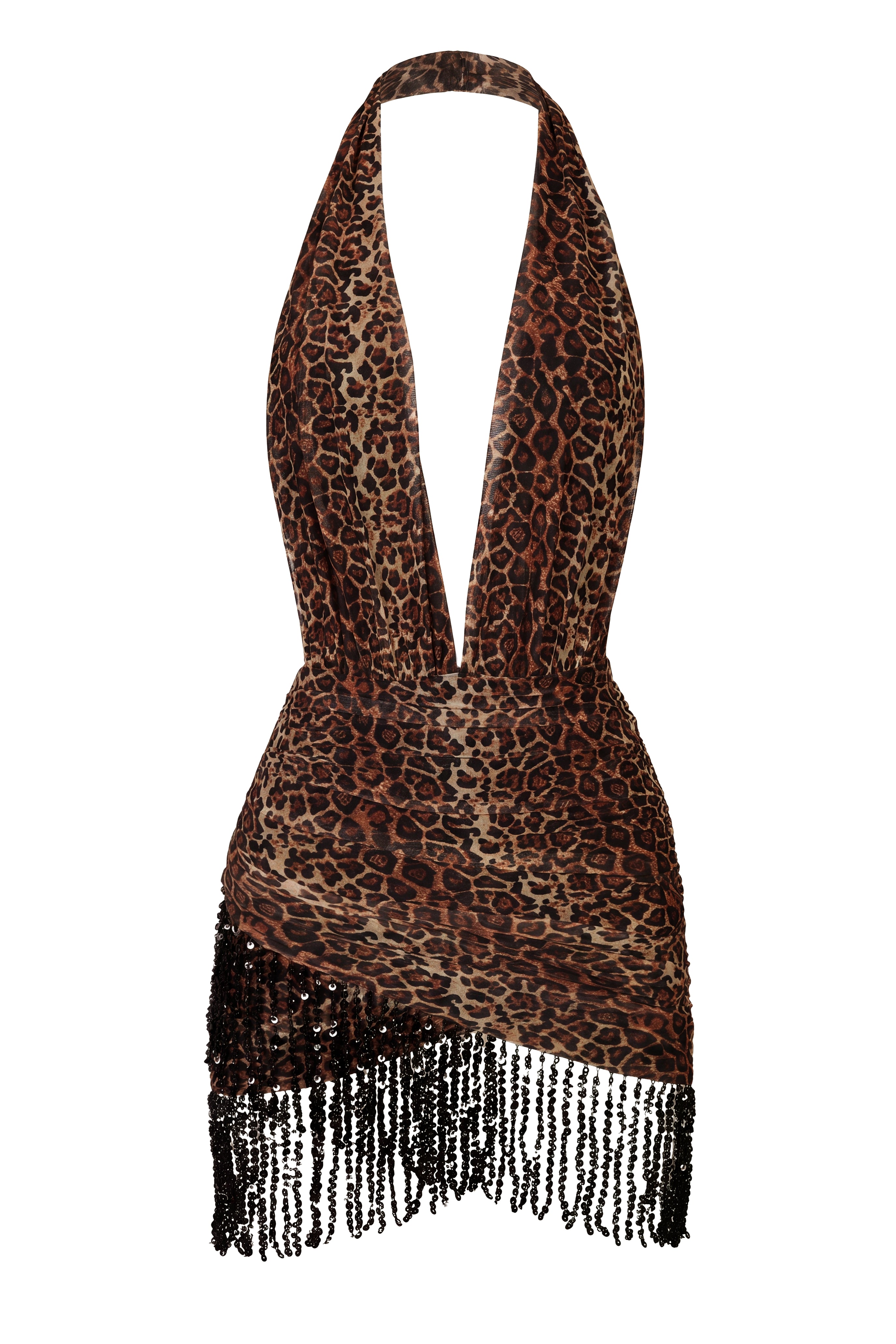 Oh Polly Nerelle Mini Robe Léopard Dos Nu Halter